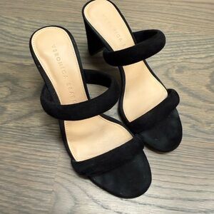 Veronica Beard Black Suede Heeled Sandals